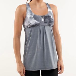 Lululemon Run Your Heart Out Tank Grey White Women’s Athletic Shelf Bra Tank Top